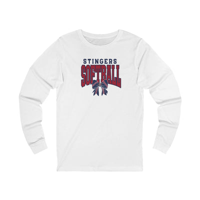 Adult Unisex Stingers Softball Stitched Bow Graphic Long Sleeve Bella + Canvas Soft Tee