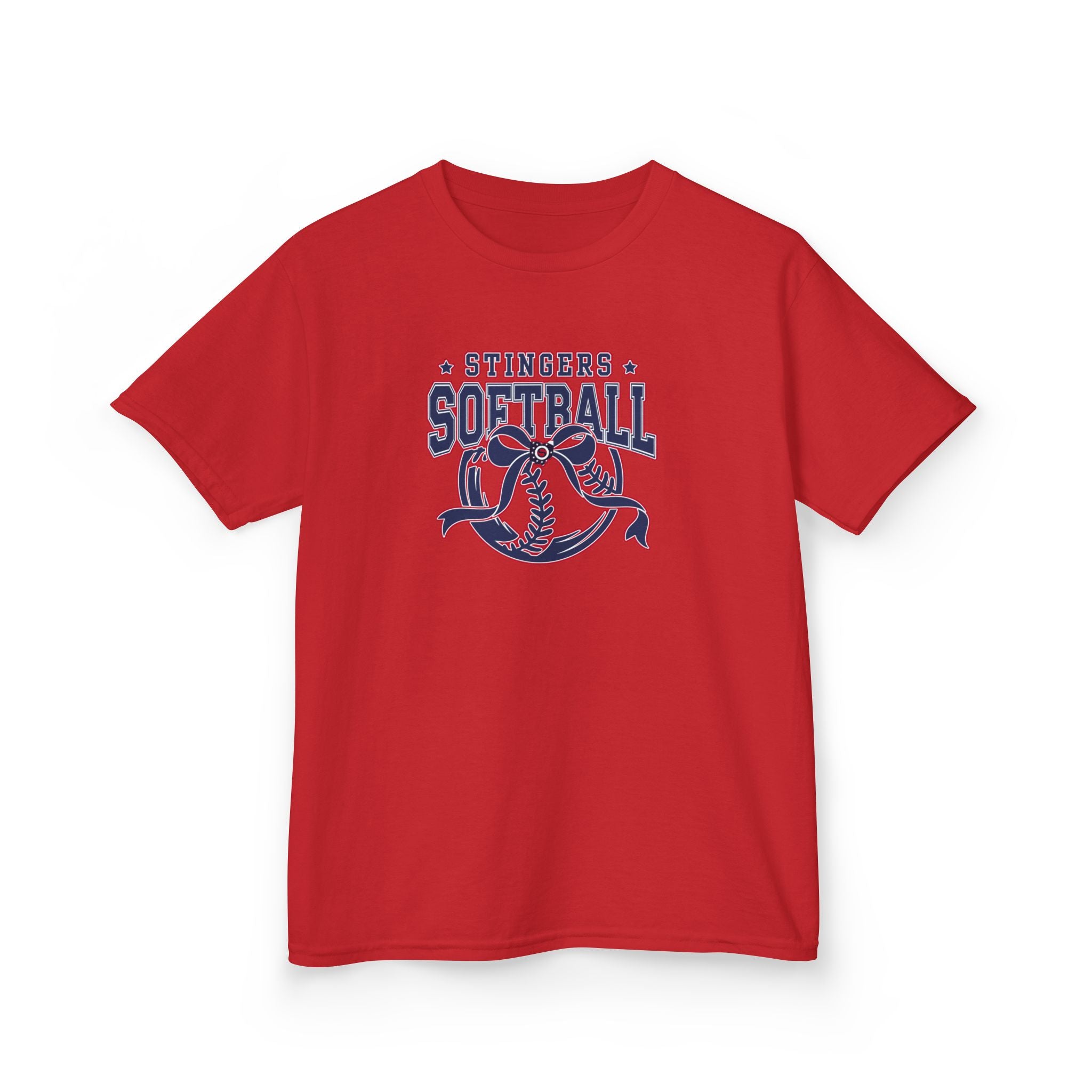 Youth Stingers Softball Spirit Bow Graphic Short Sleeve Gildan Heavy Tee