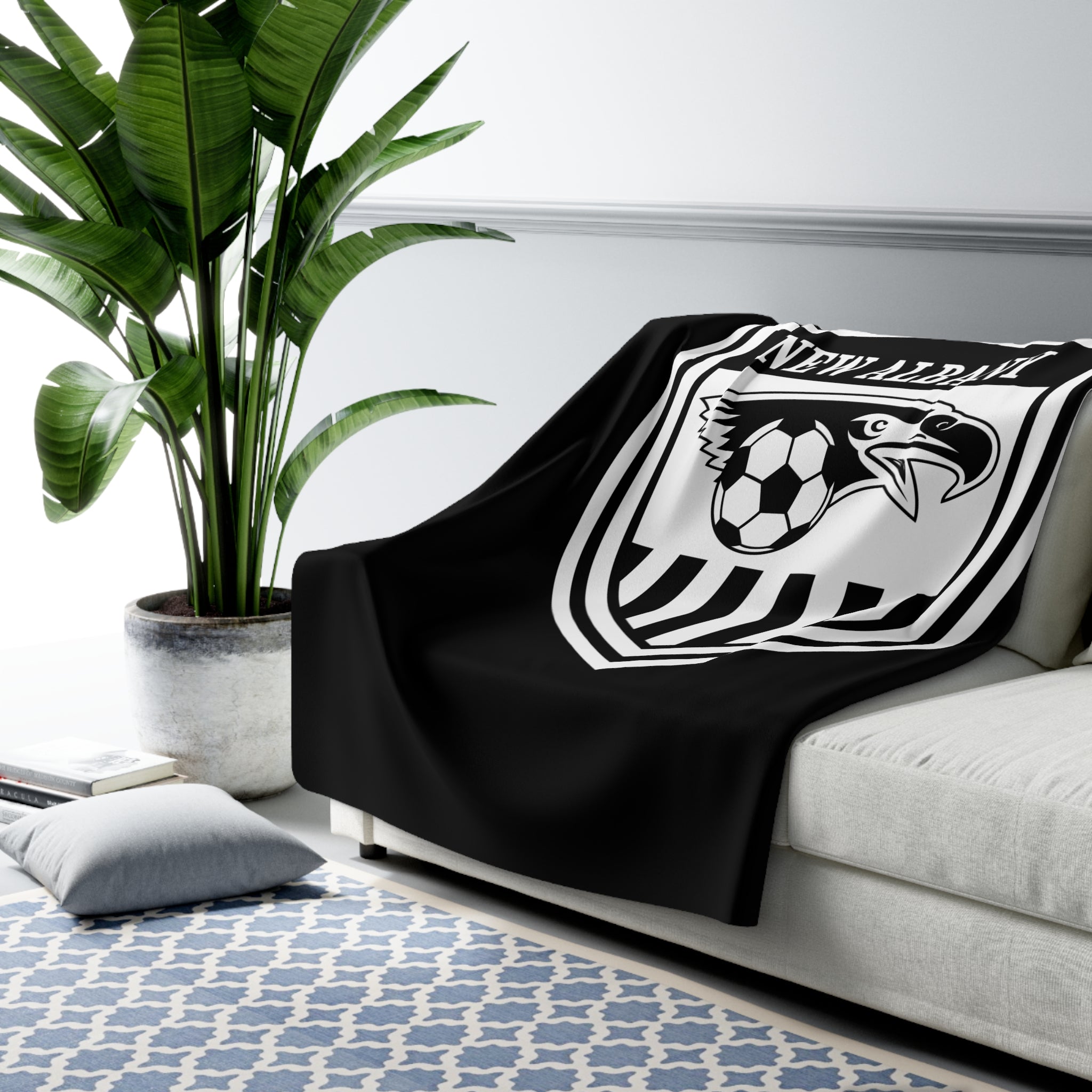 New Albany Youth Soccer League Crest Graphic Sherpa Fleece Blanket