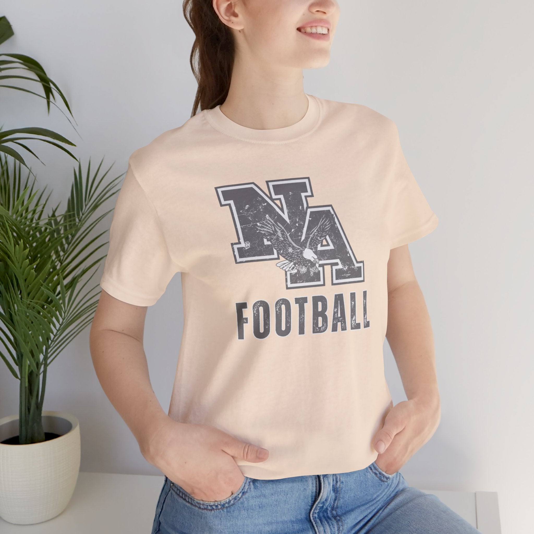 Adult Unisex New Albany Distressed Vintage Football Logo Graphic Short Sleeve Soft Tee