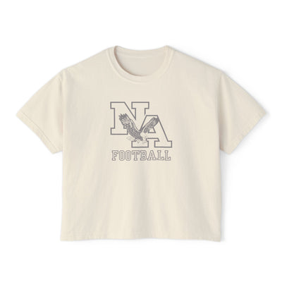 Women's New Albany Tonal Football Logo Graphic Boxy Crop Short Sleeve Tee