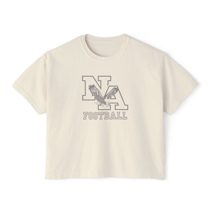 Women's New Albany Tonal Football Logo Graphic Boxy Crop Short Sleeve Tee