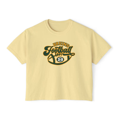 Women's Bruin Script Football Graphic Boxy Crop Short Sleeve Tee