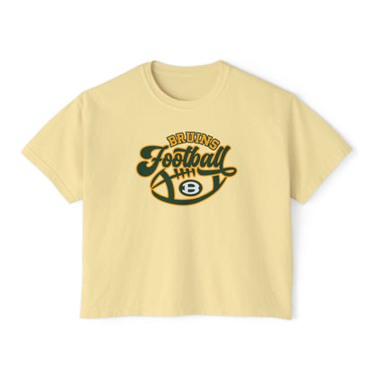Women's Bruin Script Football Graphic Boxy Crop Short Sleeve Tee