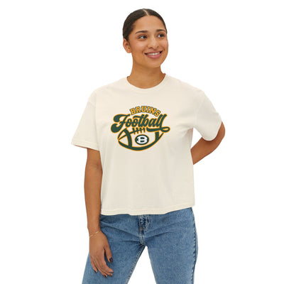 Women's Bruin Script Football Graphic Boxy Crop Short Sleeve Tee