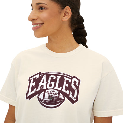 Women's Eagles Football Motion Graphic Boxy Crop Short Sleeve Tee