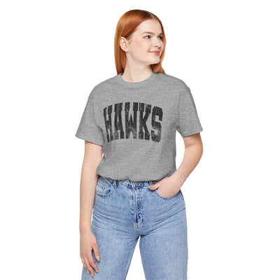 Adult Unisex Westerville Central Distressed Oversized Hawks Graphic Short Sleeve Soft Tee