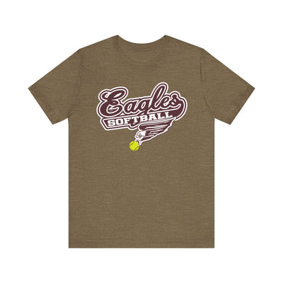 Adult Unisex Sporty Script Softball Eagles Graphic Short Sleeve Soft Tee