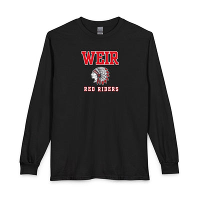 Adult Unisex Weir Red Riders Classic Mascot Graphic Long Sleeve Gildan Tee