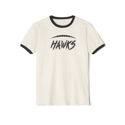 Adult Unisex Westerville Central Fighting Football Hawks Graphic Short Sleeve Ringer Tee