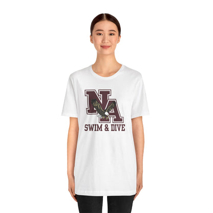 Adult Unisex Swim & Dive Classic Logo with DIVE REACH LIVE Back Graphic Soft Short Sleeve Tee