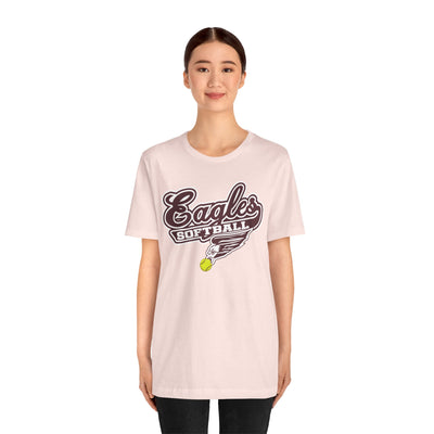 Adult Unisex Sporty Script Softball Eagles Graphic Short Sleeve Soft Tee