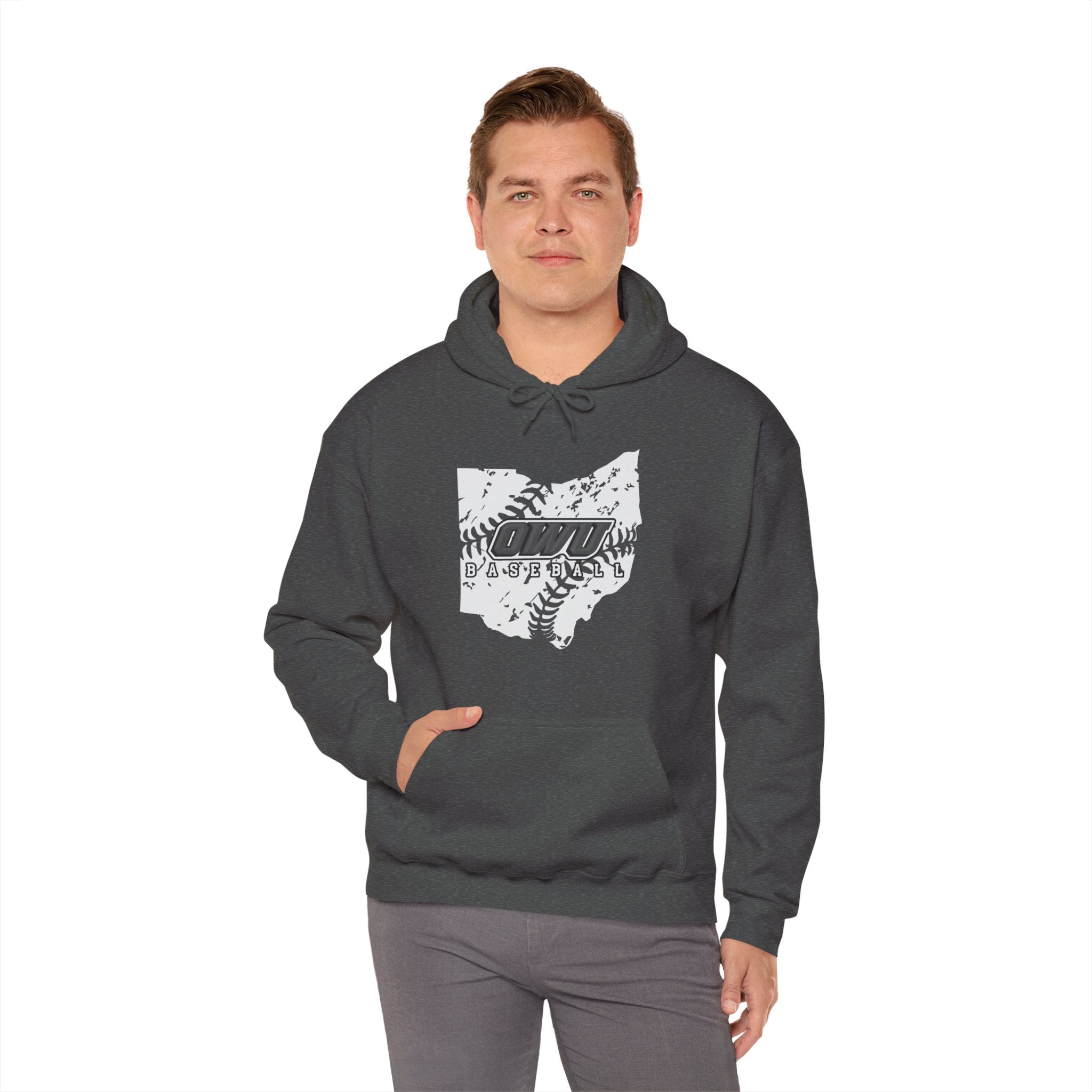 Adult Unisex OWU Baseball Stitches Distressed Ohio Graphic Hoodie