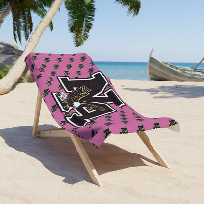 Classic Logo Pink Beach Towel - New Albany Eagles