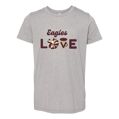 Youth Super Soft Eagles Cheer Love Short Sleeve Graphic Tee - New Albany Eagles