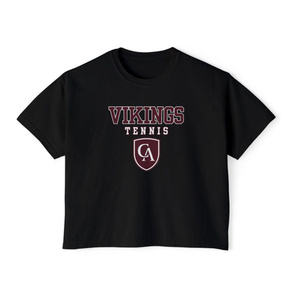 Women's Columbus Academy Vikings Tennis Graphic Boxy Crop Short Sleeve Tee