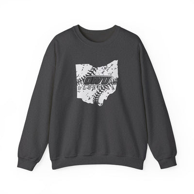 Adult Unisex OWU Baseball Stitches Distressed Ohio Graphic Sweatshirt