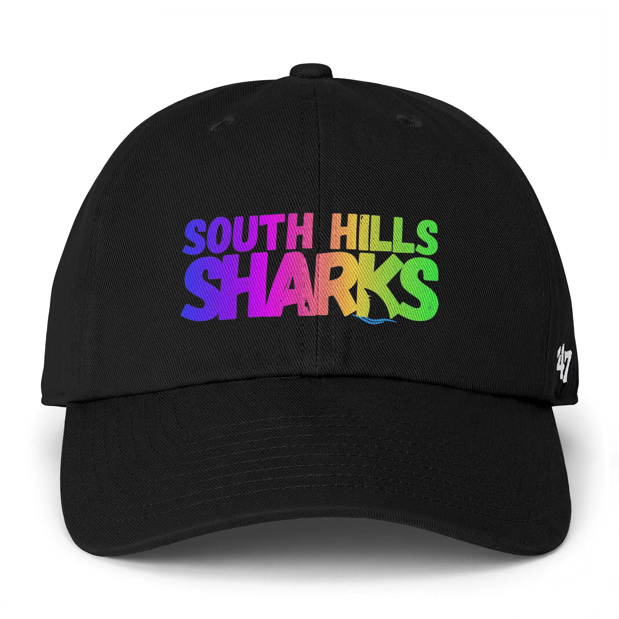 Adult Unisex South Hills Sharks Neon Rainbow Graphic 47 Brand Clean Up Cap