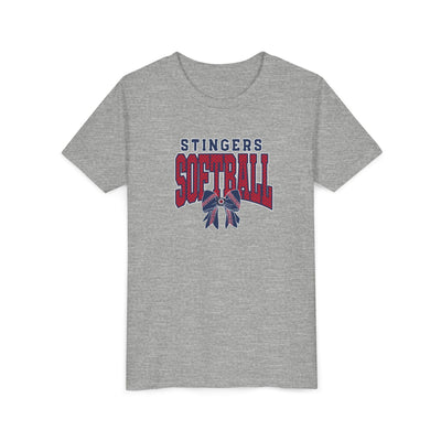 Youth Stingers Softball Stitched Bow Graphic Short Sleeve Bella + Canvas Soft Tee