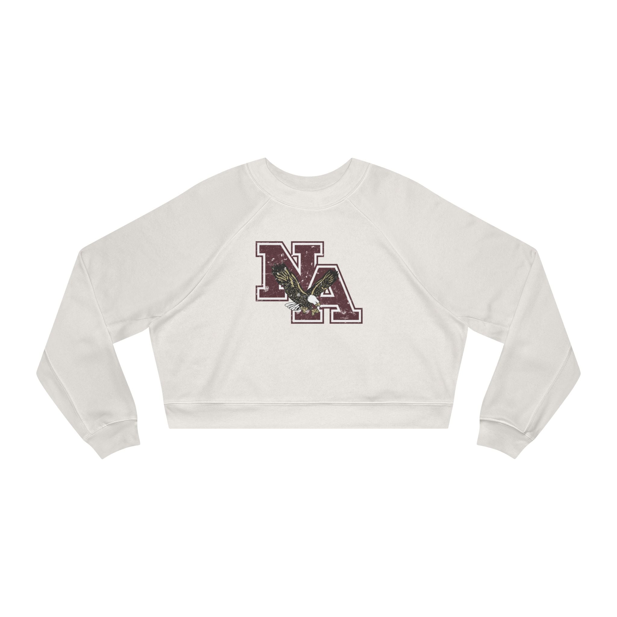 Women's Vintage Distressed Maroon Logo Cropped Fleece Sweatshirt