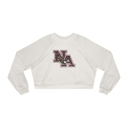Women's Vintage Distressed Maroon Logo Cropped Fleece Sweatshirt