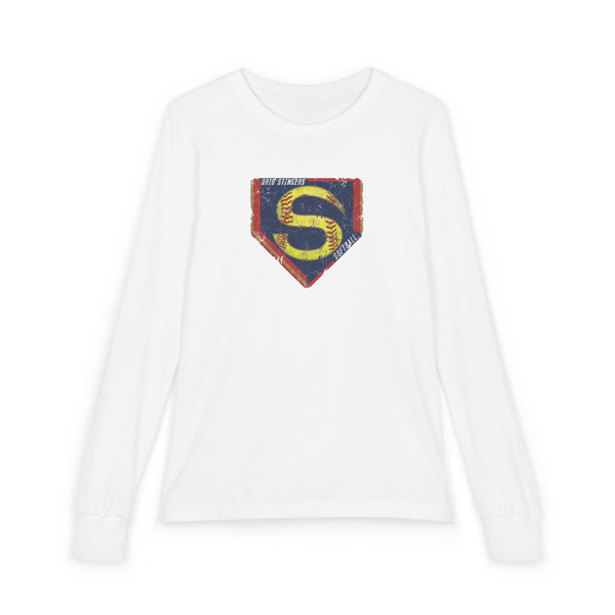 Youth Stingers Softball Distressed Logo Graphic Bella + Canvas Long Sleeve Soft Tee