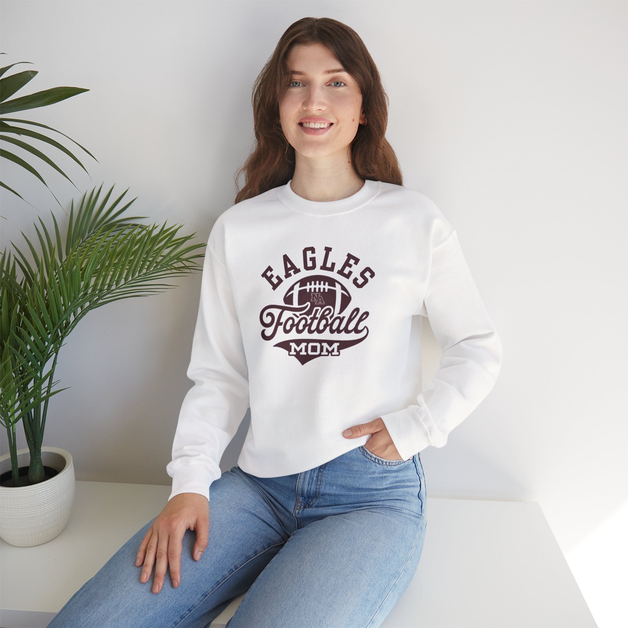 Adult Unisex Eagles Spirit Script Football Mom Graphic Sweatshirt