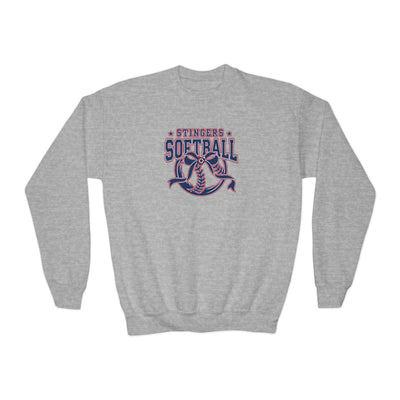Youth Stingers Softball Spirit Bow Graphic Gildan Heavy Blend Sweatshirt