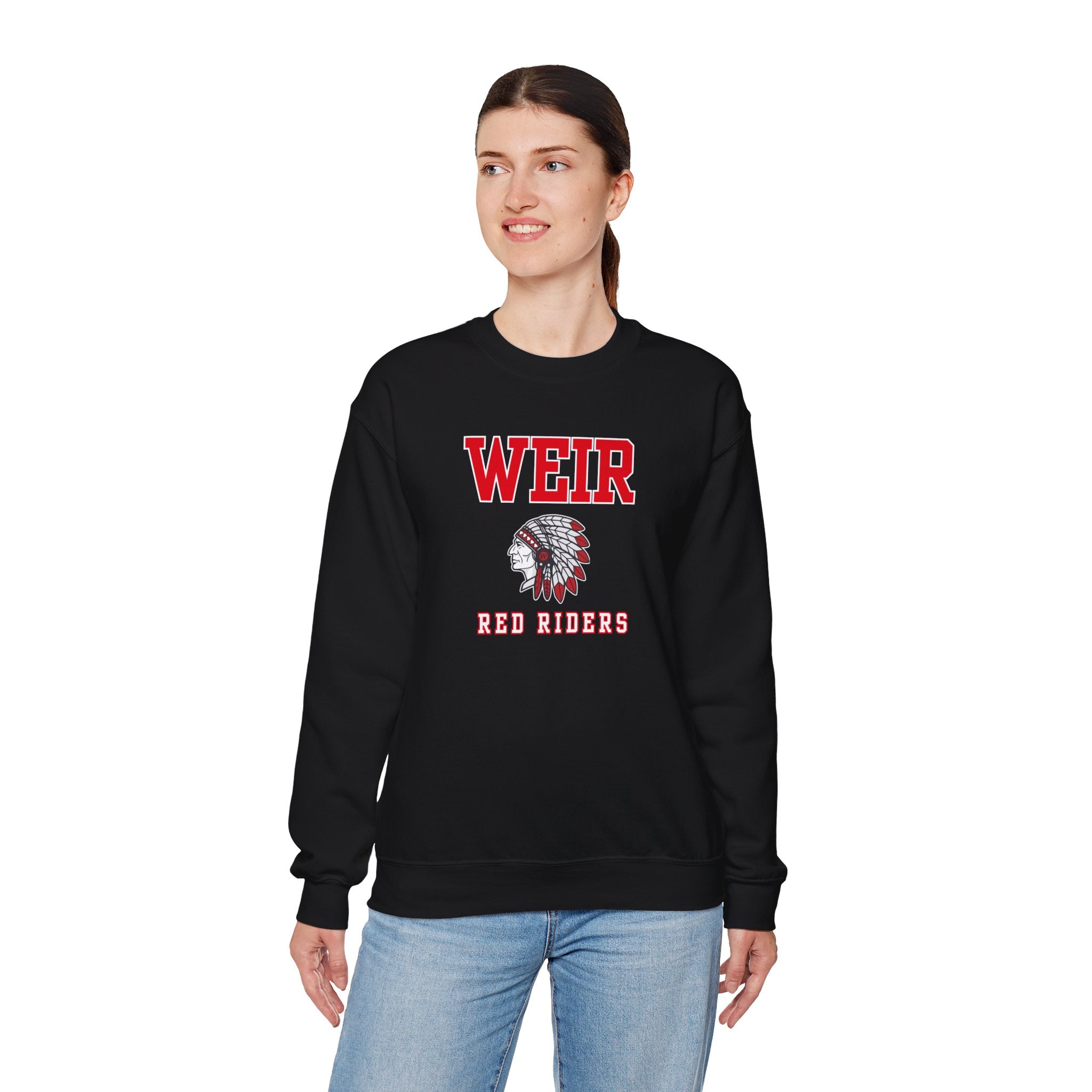 Adult Unisex Weir Red Riders Classic Mascot Graphic Sweatshirt