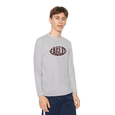 Youth New Albany Football Eagle Ball Graphic Sport-Tek Competitor Performance Long Sleeve Tee