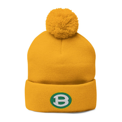 Pom Pom Knit Hat with Embroidered Classic Brooke Logo
