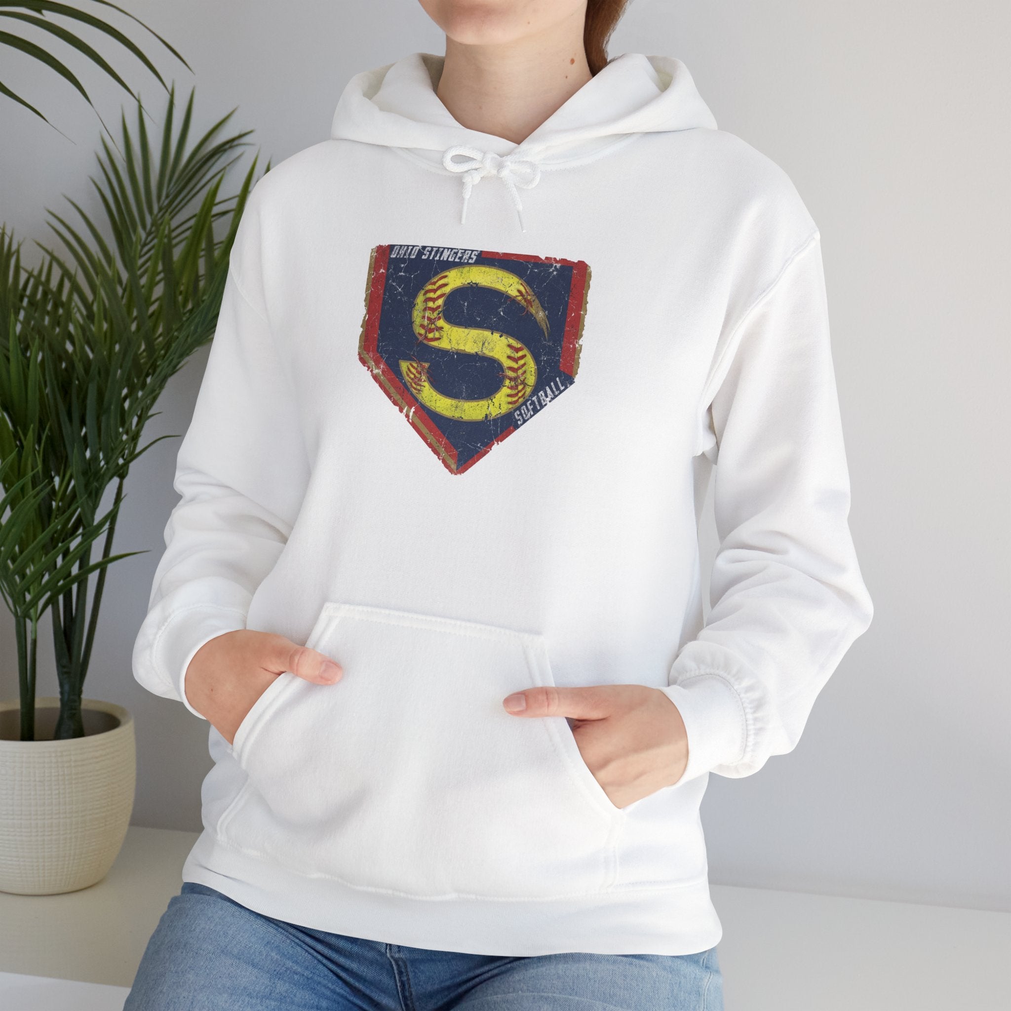 Adult Unisex Stingers Softball Distressed Logo Graphic Hoodie