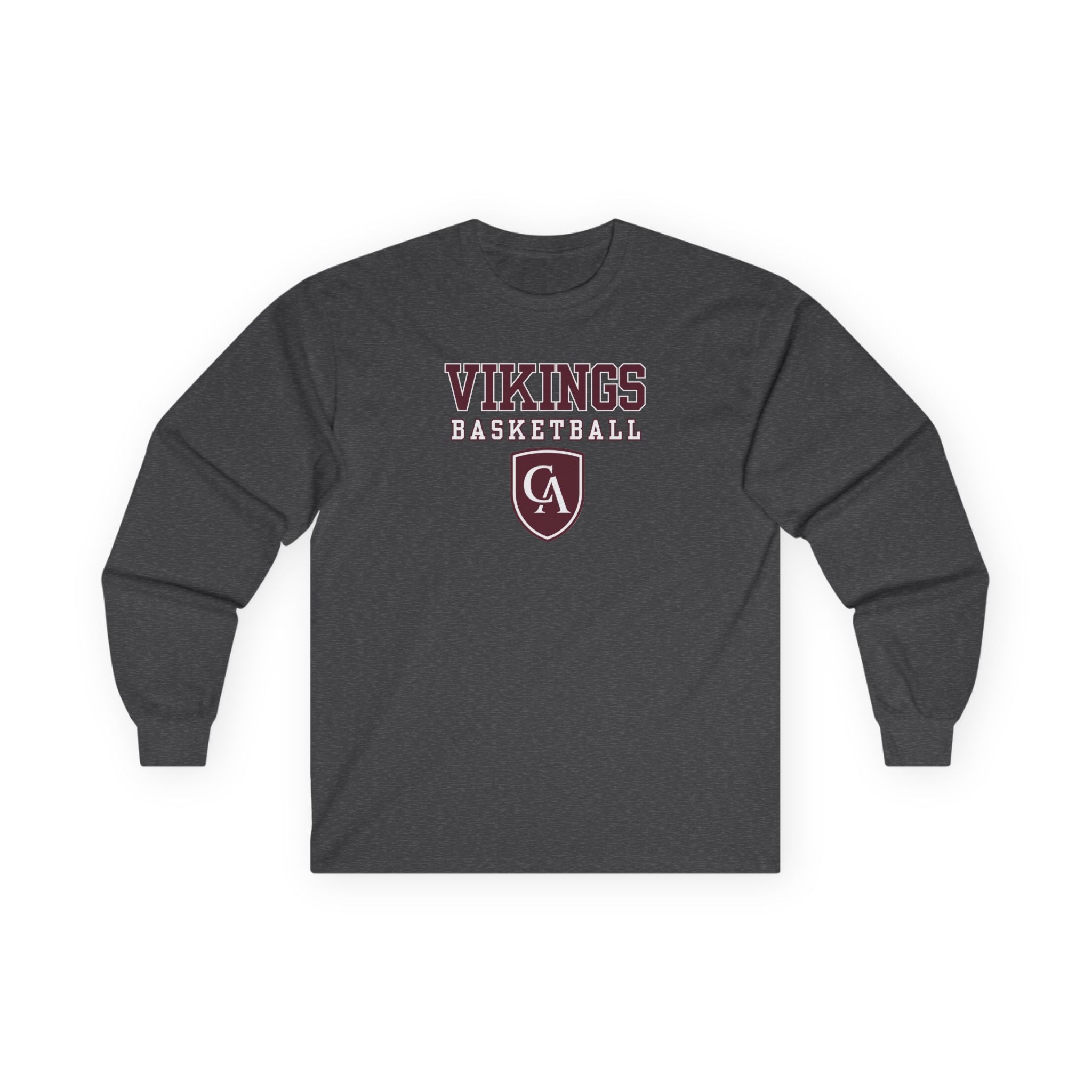 Adult Unisex Columbus Academy Vikings Basketball Graphic Gildan Long Sleeve Tee