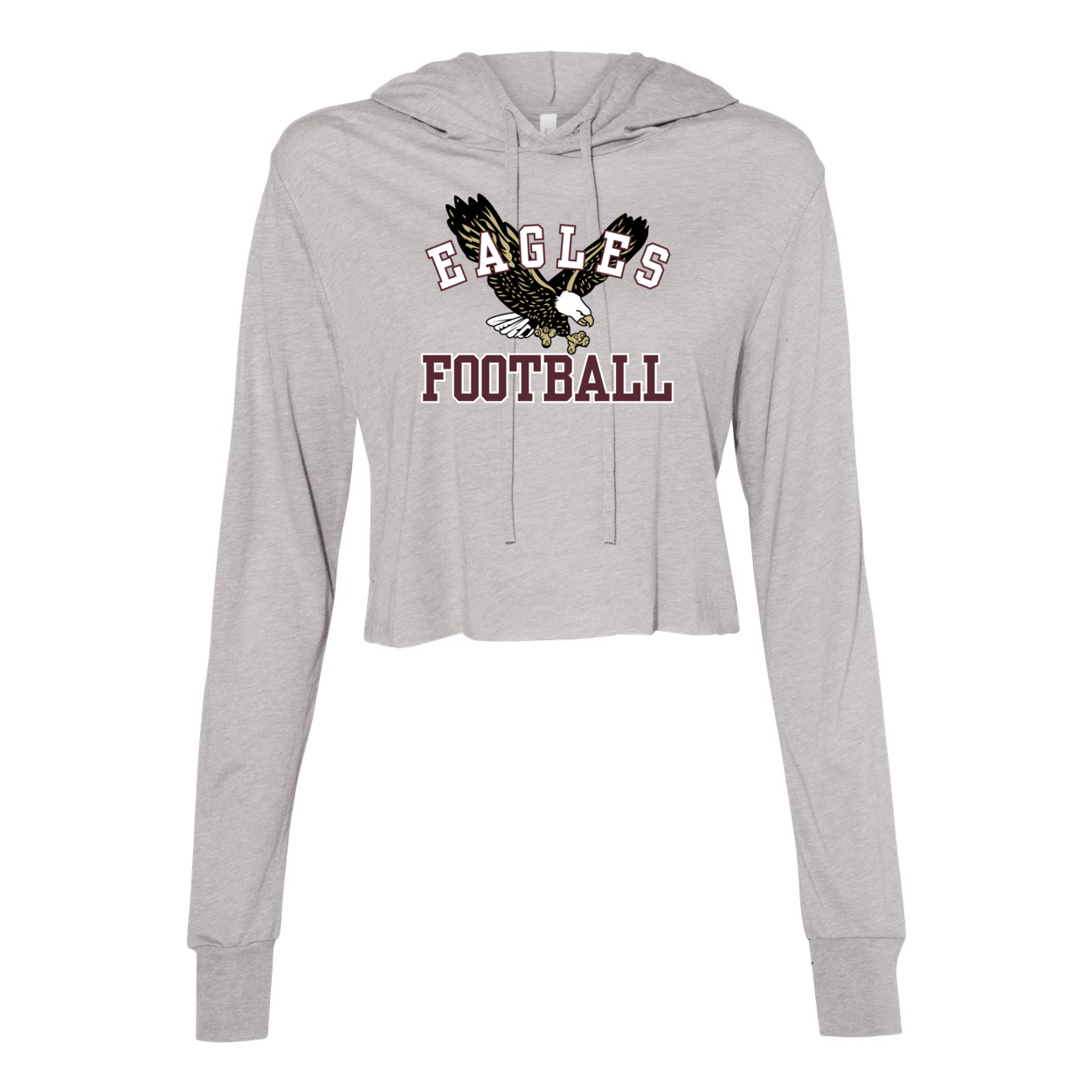 Women’s Super Soft Cropped Flying Football Eagle Long Sleeve Hooded Tee