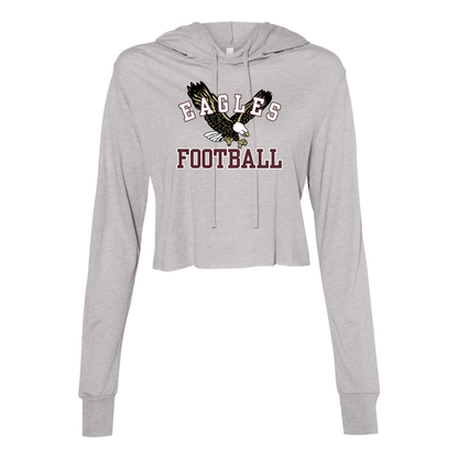 Women’s Super Soft Cropped Flying Football Eagle Long Sleeve Hooded Tee