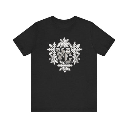 Adult Unisex Westerville Central Spirited Snowflake Graphic Short Sleeve Soft Tee