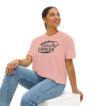 Women's Tackle Cancer Graphic Boxy Crop Short Sleeve Tee