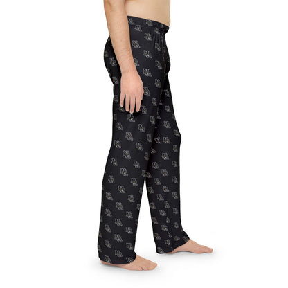 Men's Pajama Pant in Black with Allover Classic Black Logo Print