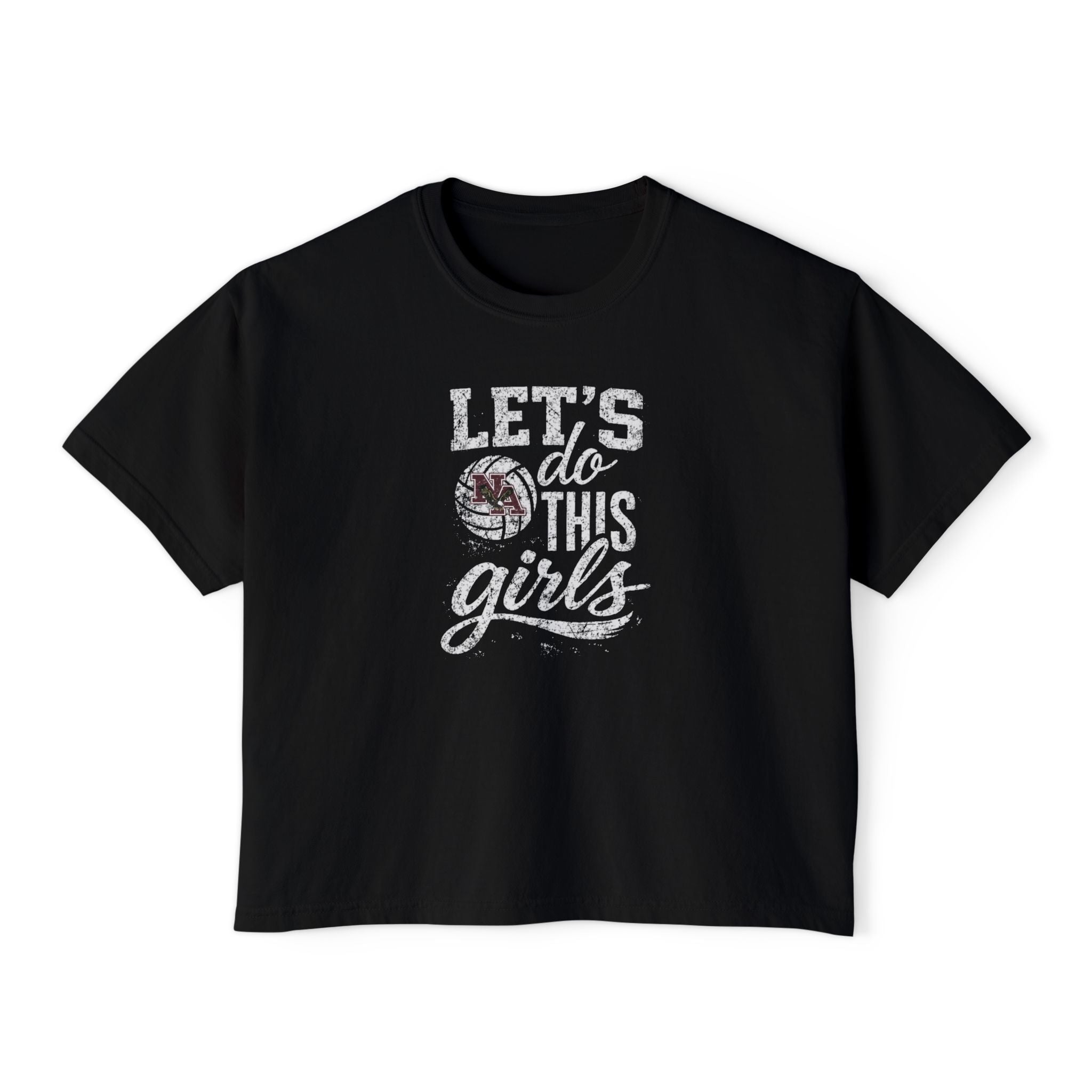Women's New Albany Eagles Let's Do This Girls Graphic Boxy Crop Short Sleeve Tee