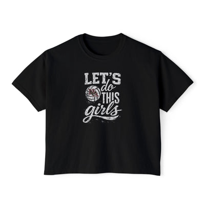 Women's New Albany Eagles Let's Do This Girls Graphic Boxy Crop Short Sleeve Tee