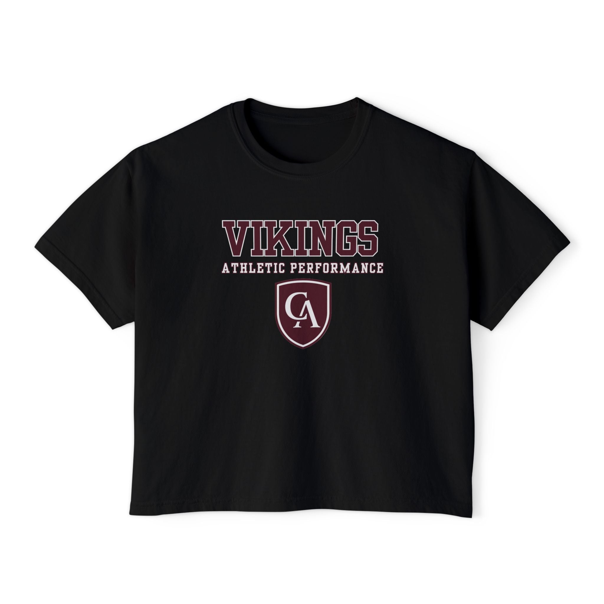 Women's Columbus Academy Vikings Athletic Performance Graphic Boxy Crop Short Sleeve Tee