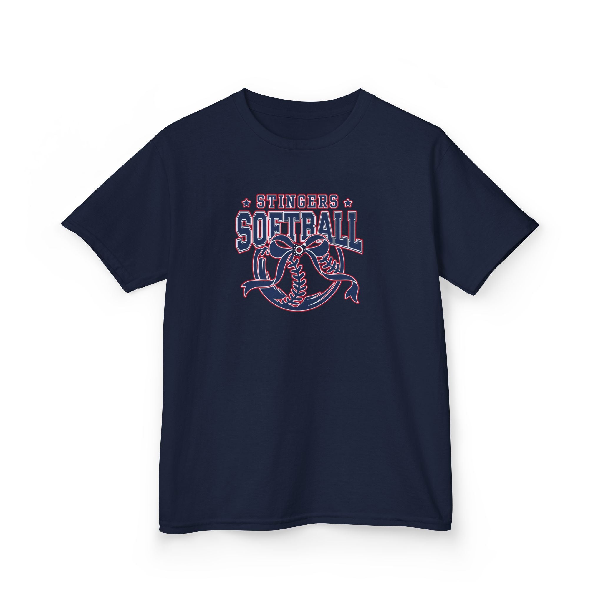 Youth Stingers Softball Spirit Bow Graphic Short Sleeve Gildan Heavy Tee