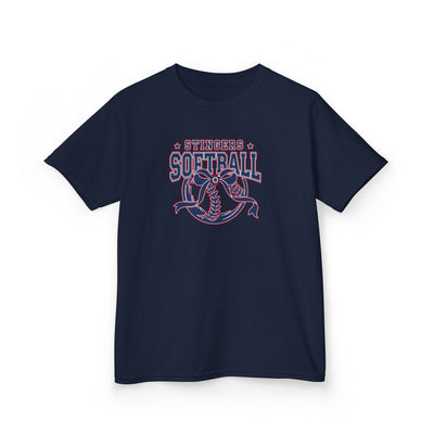 Youth Stingers Softball Spirit Bow Graphic Short Sleeve Gildan Heavy Tee