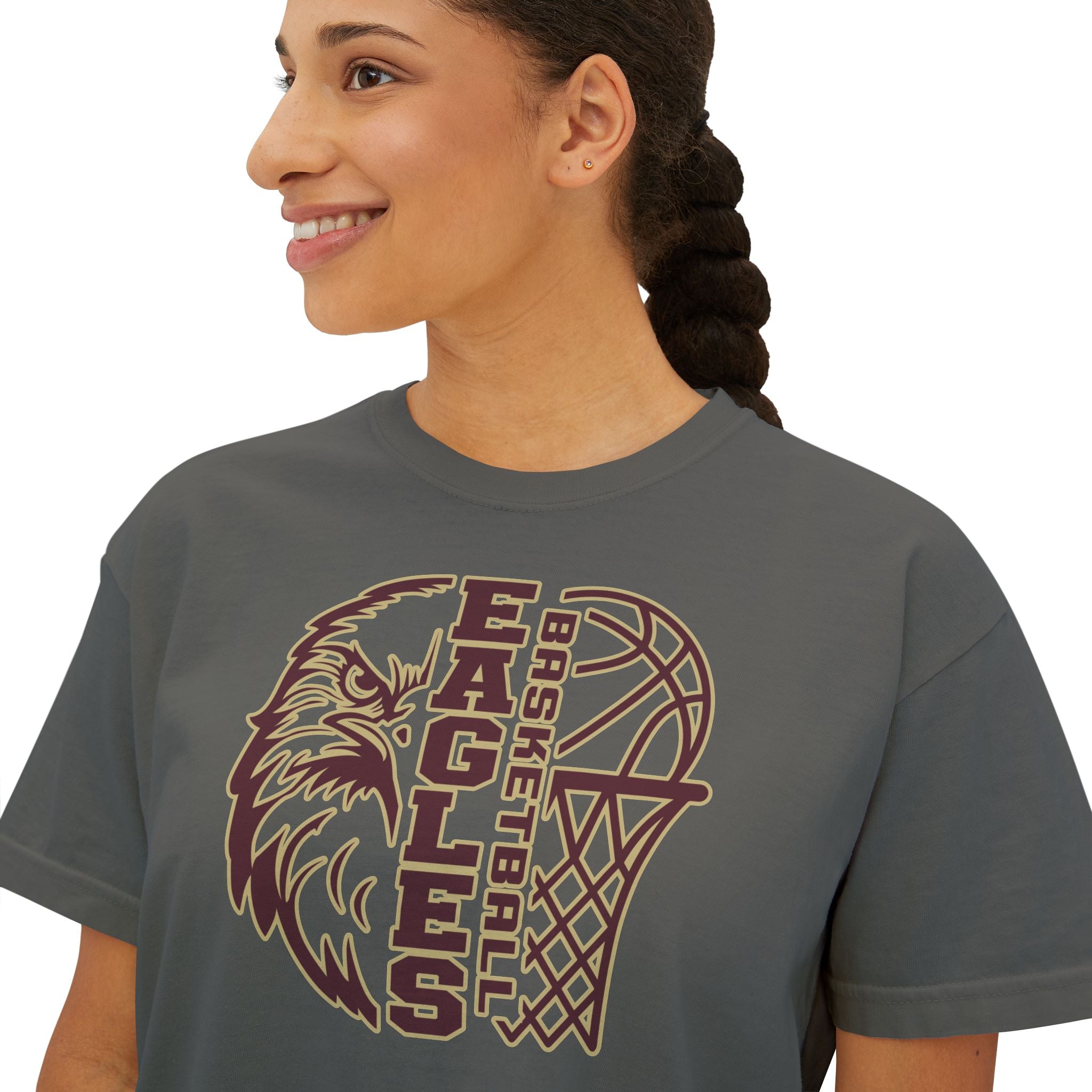 Women's Epic Eagle Basketball Boxy Crop Short Sleeve Graphic Tee