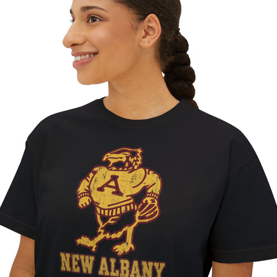 Women's New Albany Old School Eagle Graphic Boxy Crop Short Sleeve Tee