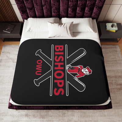 Bishops Baseball Crossbat Graphic So-Soft Sherpa Blanket