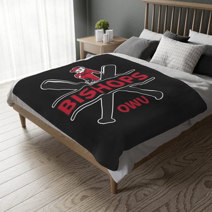 Bishops Baseball Crossbat Graphic Super Soft Velveteen Microfiber Blanket (Two-sided print)