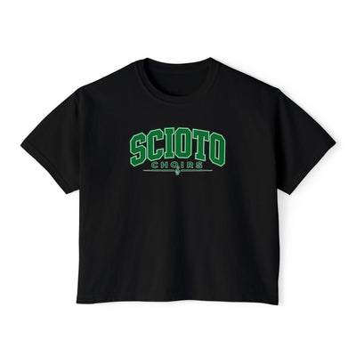 Women's Dublin Scioto Choirs Varsity Block Letter Graphic Boxy Crop Short Sleeve Tee