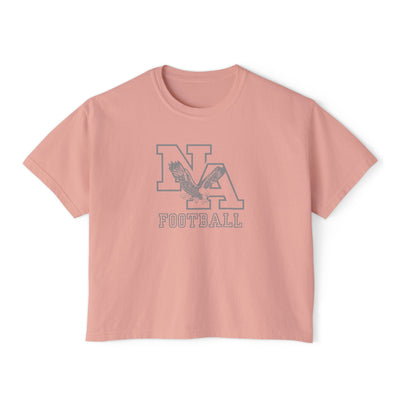 Women's New Albany Tonal Football Logo Graphic Boxy Crop Short Sleeve Tee