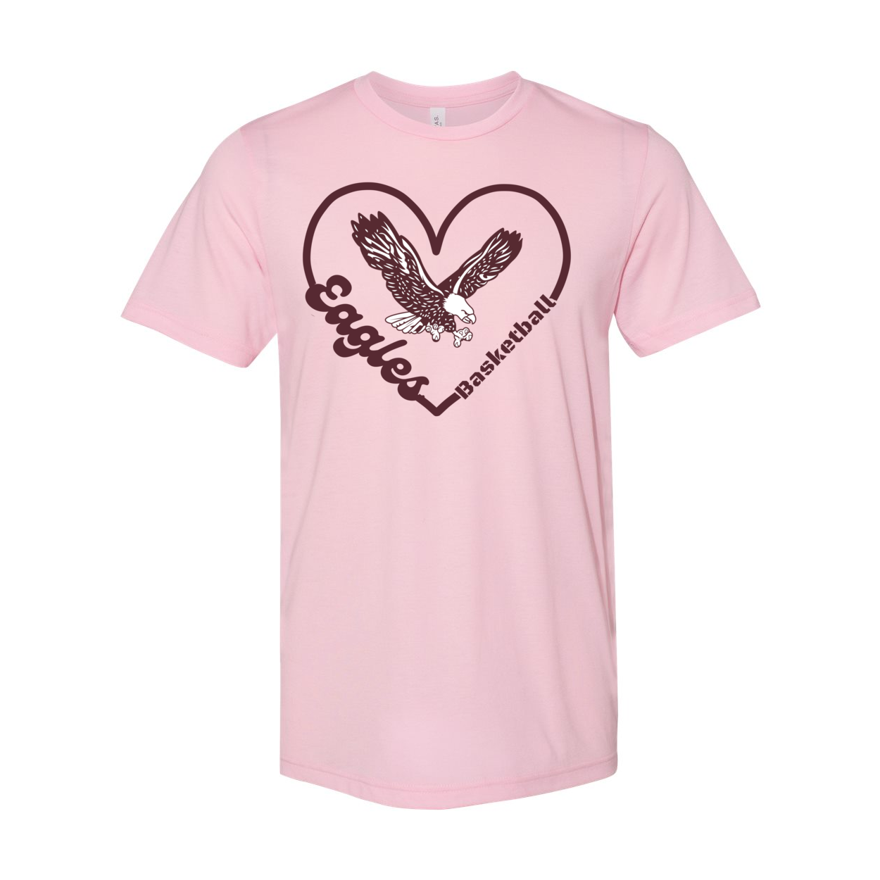 Adult Unisex Super Soft Eagles Basketball Heart Short Sleeve Graphic Tee